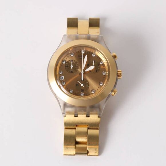 SWATCH Vintage Irony Diaphane Y2K Gold Chronograph Watch main image 4